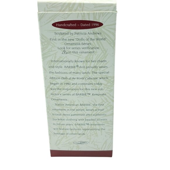 Hallmark Keepsake Ornament 1996 Native American Barbie Dolls Of The World Collec - Picture 3 of 3